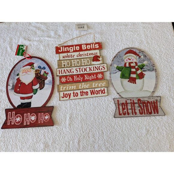NWT  Christmas House Decor wood glitter wall/craft/wreath plaques  (3) - Picture 6 of 6